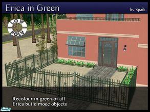 Sims 2 — Erica in Green SET by Spaik — Green version of all wrought iron Erica build items. Gates are lockable and need