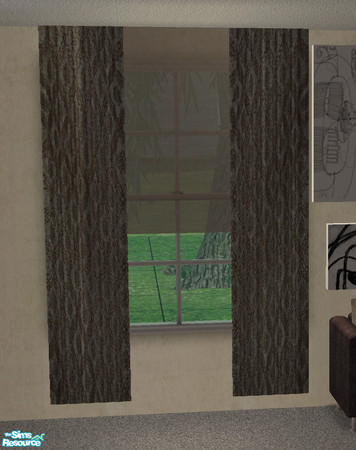Sims 2 — Dark Neutrals Drapes - Straight by DiamondSim — Subdued, yet modern, dark color scheme. Meshes by Shakeshaft.