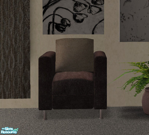 Sims 2 — Dark Neutrals Armchair by DiamondSim — Subdued, yet modern, dark color scheme. Meshes by Shakeshaft.