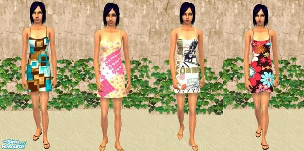 Sims 2 — Summer Sundress Set 2 by PenelopeT — Colorful sundresses for your Sim ladies. Base game compatible. No mesh
