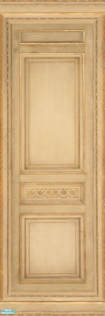 Sims 2 — Old Cream Wall Panel by MsBarrows — Antique cream-painted wood panelling with gilt-rubbed details.