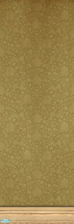 Sims 2 — Azilda Wallpaper with Kick Molding by MsBarrows — A delicate floral pattern in golden-yellow on a backdrop of