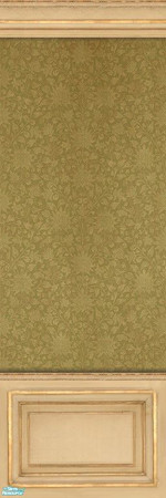 Sims 2 — Azilda Wallpaper with Wainscoting by MsBarrows — A delicate floral pattern in golden-yellow on a backdrop of
