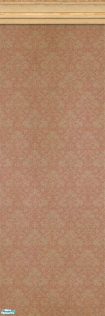 Sims 2 — Capreol Wallpaper with Crown Molding by MsBarrows — Off-white foliage printed on a light coral pink background,