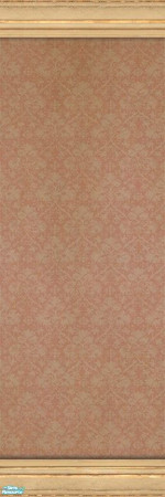 Sims 2 — Capreol Wallpaper with Full Molding by MsBarrows — Off-white foliage printed on a light coral pink background,