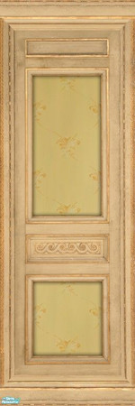 Sims 2 — Panel with Levack Wallpaper by MsBarrows — Subtle pattern of golden-brown Fleur de lis on a yellow background,