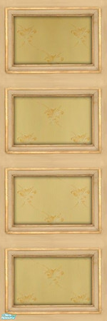 Sims 2 — Quartered Levack Wallpaper by MsBarrows — Subtle pattern of golden-brown Fleur de lis on a yellow background,