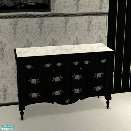 Sims 2 — Noir Blanc Bedroom - Dresser by Riverwillows — Bedroom in stark contrasts of black and white. Meshes by