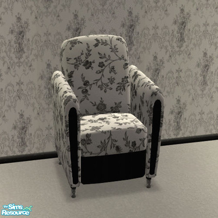 Sims 2 — Noir Blanc Bedroom - Chair by Riverwillows — Bedroom in stark contrasts of black and white. Meshes by