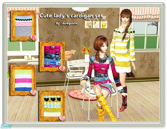 Sims 2 — Pretty Lady\'s Cardigan Set collection by darkgoblin — I make the Cardigan for the young ladies,it\'s more