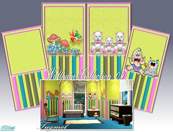 Sims 2 — Tgm-Wallpaper Set-09 by TugmeL — For baby and child bedroom wallpaper!.. Included:4 Wallpapers, Cost:5