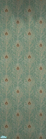 Sims 2 — Lively Wallpaper by MsBarrows — Graceful peacock feathers of brown and cream on a pale robin\'s egg blue
