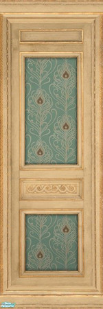 Sims 2 — Panel with Lively Wallpaper by MsBarrows — Graceful peacock feathers of brown and cream on a pale robin\'s egg