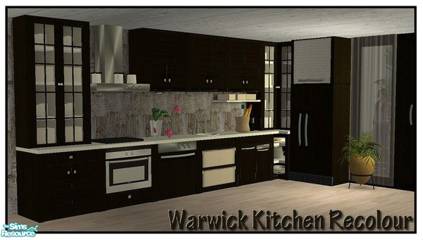 Sims 2 — Warwick Kitchen Darkwood Recolour by Angela — Here is my Warwick Kitchen darkwood and white recolour for your
