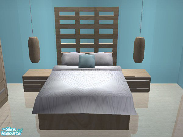 Sims 2 — Modern beachy bedroom set - Bed by selina012 — New mesh. Base game compatible and recolours welcome. 