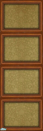Sims 2 — Quartered Panel with Azilda Wallpaper (Dark) by MsBarrows — A delicate floral pattern in golden-yellow on a