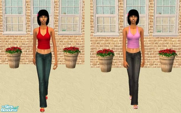 Sims 2 — Faded Jeans & Tank Set by PenelopeT — A set of stylish faded jeans and sexy tank tops. These outfits are