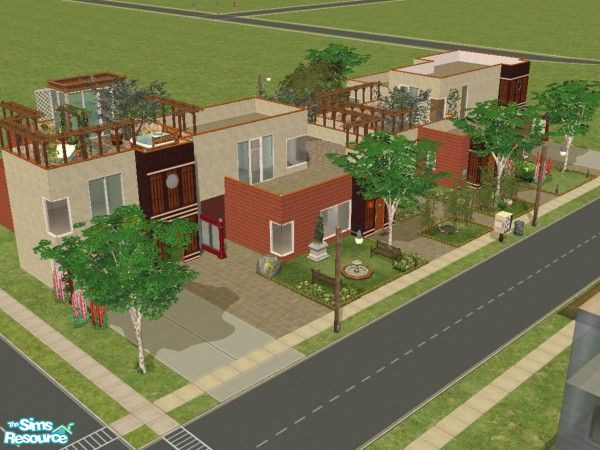 Sims 2 — Roofgarden Delight by fredbrenny — These 4 apartments are all different. They have balconies and/or roofgardens,