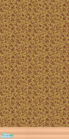 Sims 2 — Brick Birds by ldhummingbird — Brick-colored birds and vines cavort on an ochre ground in this wallpaper.