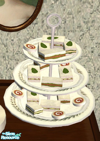 Sims 2 — Easter Tea Room Snacks by lisa9999 — Fine white bone china with sterling accents.