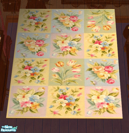 Sims 2 — Easter Tea Room Rug by lisa9999 — A plush vibrant spring colored rug with spring blossoms.