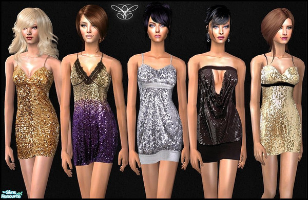 Sims 2 — Glitters by cippa1982 — 5 cocktail dresses for female adult sims. Don\'t forget to download the mesh