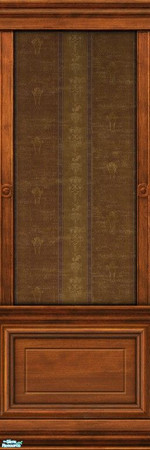 Sims 2 — Dark Wood Panel with Cartier Wallpaper by MsBarrows — Vertical stripes in warm earthtones with printed
