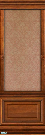 Sims 2 — Dark Wood Panel with Capreol Wallpaper by MsBarrows — Off-white foliage printed on a light coral pink