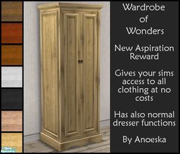 Sims 2 — Wardrobe of Wonders - Aspiration Reward by AnoeskaB — Aspiration Reward - Will give your sim unlimmited and