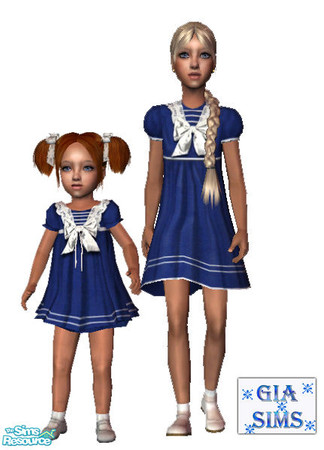 Sims 2 — Blue sister Sailor dresses by giasims — Blue sister Sailor dresses