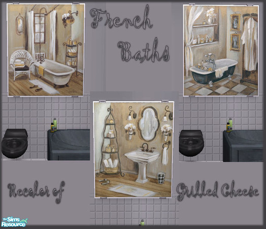 Sims 2 — French Baths by JenniferNine — 3 painting for the bathroom, recolors of the Grilled Cheese from NL. 