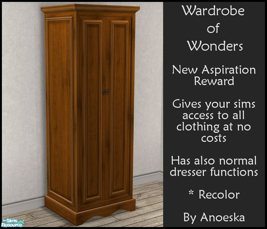 Sims 2 — Wardrobe of Wonders - recolor 3 by AnoeskaB — Aspiration Reward - Will give your sim unlimmited and completely