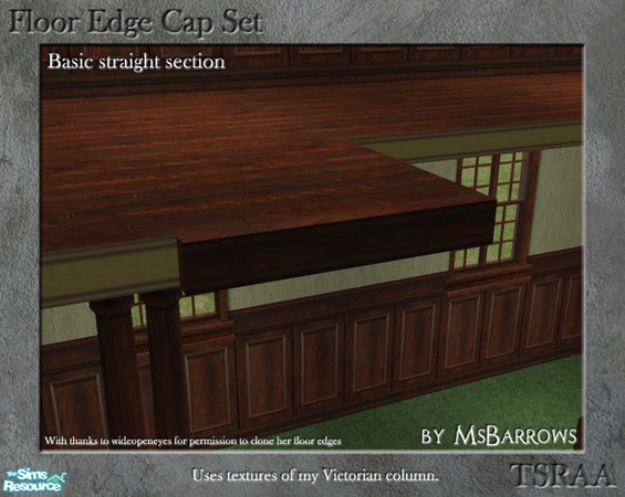 Sims 2 — Floor Edge Cap - Basic by MsBarrows — Straight cap used to cover the visible edge of balconies and stairwell