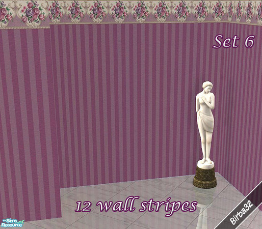 Sims 2 — Wall set 6 by Birba32 — A set of wallpapers lined with a sweet flower decoration on the top.