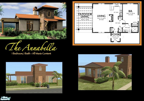 Sims 2 — The Annabella by m.jacquart — This Italian style 1 bedroom, 1 bath combines elements of spanish and southwest