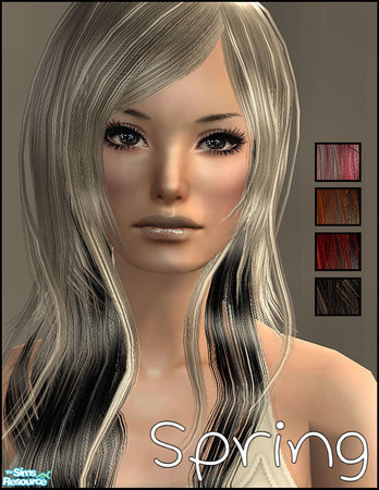 Sims 2 — SPRING by KalmanKukka — Package include five recolours. Original mesh (XMS_Flora_MeshHair095) is from XM Sims.