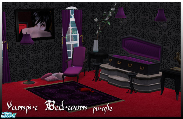 Sims 2 — Vampir Bedroom purple recolor by billygirl — Recolor of the Vampir Bedroom to match the coffin. You\'ll need the