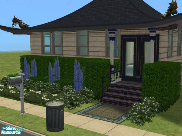 Sims 2 — asian starter by DocDream — This nice starter with blue accents looks like it belongs in asia, with dragons on