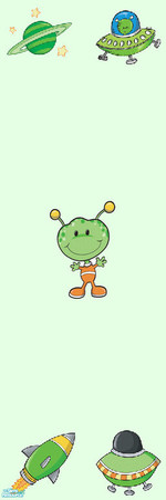 Sims 2 — \'My Little Alien\' Bedroom Collection - Wallpaper Green by shadow66 — From my \'My Little Alien\' Bedroom