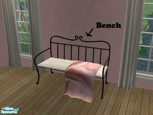 Sims 2 — MFG Jope Bedroom #9 Recolor - Satin - Bench by mightyfaithgirl — Black and white recolor of Jope Bedroom 9 \'s