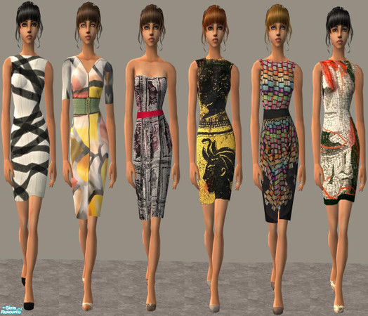 Sims 2 — Designer Dresses by irene_busy — This set has 6 Designer Dresses.