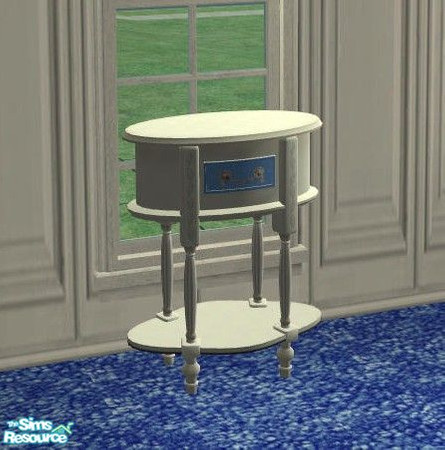 Sims 2 — Winter Blues Bedrooom - Nightstand by Riverwillows — Pretty bedroom in soft, wintery blues. Meshes by Mummysim