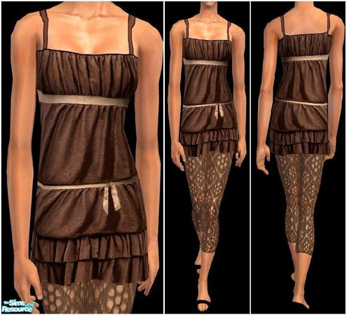 Sims 2 — JPayafdaily35 - brown by juttaponath — Dress for adults and young adults. No mesh or expansion pack required.