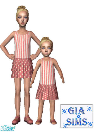 Sims 2 — Sister Summer Set by giasims — Dotted outfits for girls and toddlers