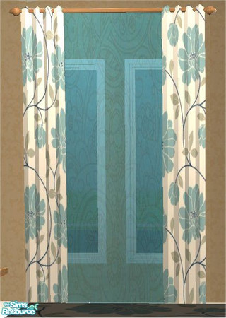 Sims 2 — tams tc 136 set 2 - Curtains For Tc 136-2 by tambriah — blue patterned lace with floral patterned curtains and