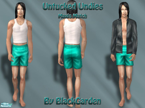 Sims 2 — Untucked Maxis Undies - Aqua Boxers by BlackGarden — Created upon request to be worn with my open shirts (see