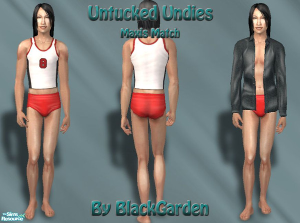 Sims 2 — Untucked Maxis Undies - Red Briefs by BlackGarden — Created upon request to be worn with my open shirts (see