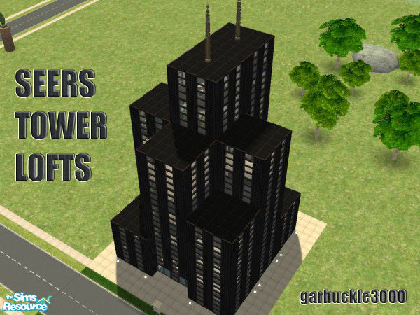 Sims 2 — Seers Tower Lofts by garbuckle3000 — A small, minimalistic 8-storey version of the \"Sears Tower\",
