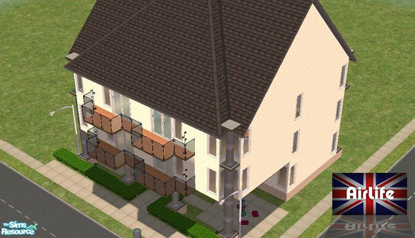 Sims 2 — Bakerlite Dorm by AirLife — Post-Modern Semi-Contemporary design dorm for university plots. Fully furnished. 4