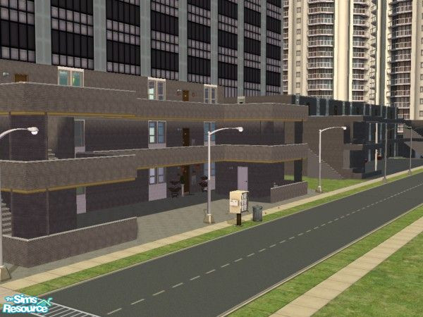 Sims 2 — Jacksons Court Smaller Version. by luckyoyo — This Lot has 6 Apartments with One Double Bedroom with Closet,